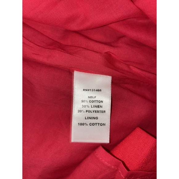 Fate Shift Dress S Red Embroidered Floral Linen Blend Lined NEW - Picture 6 of 9